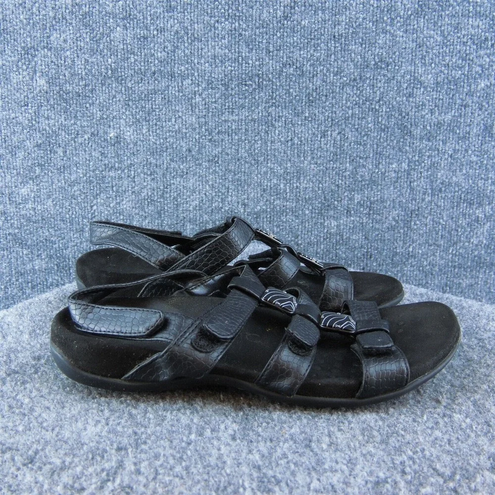 Vionic Amber Women Gladiator Sandal Shoes Black‎ Synthetic Size 6 Wide